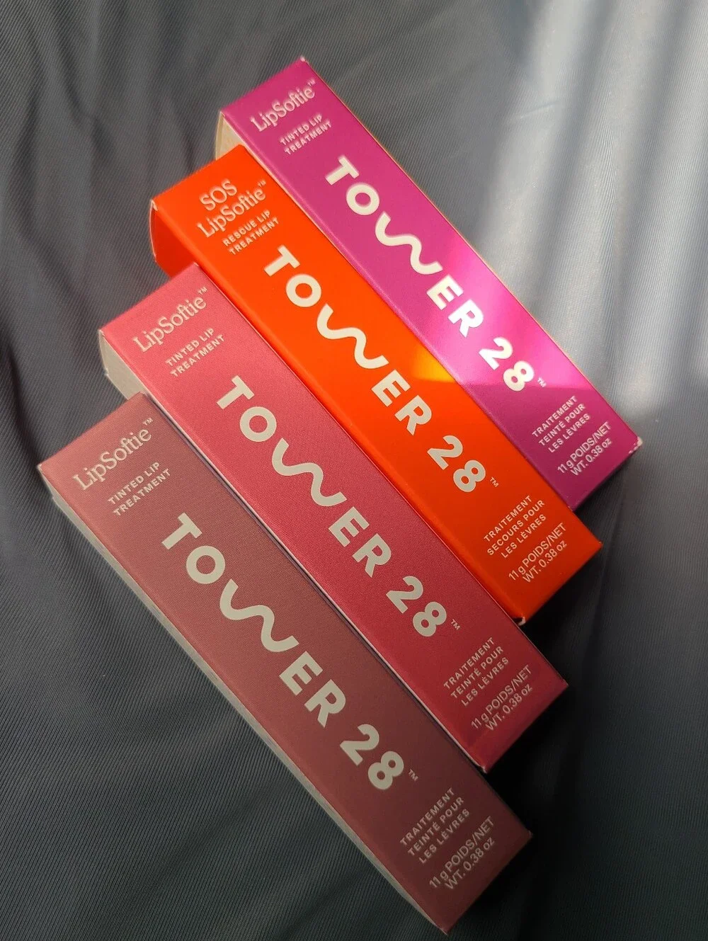 NWT bundle of 4 Tower28 LipSoftie lip balms Softie Sugar Mochi Clear Confetti